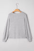 Lace Yoke Ribbed Balloon Sleeve Patchwork Top